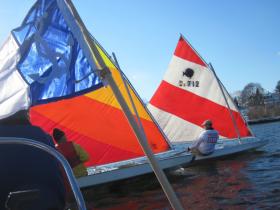 Edgewood Yacht Club Burgee flying alongside borrowed sails
